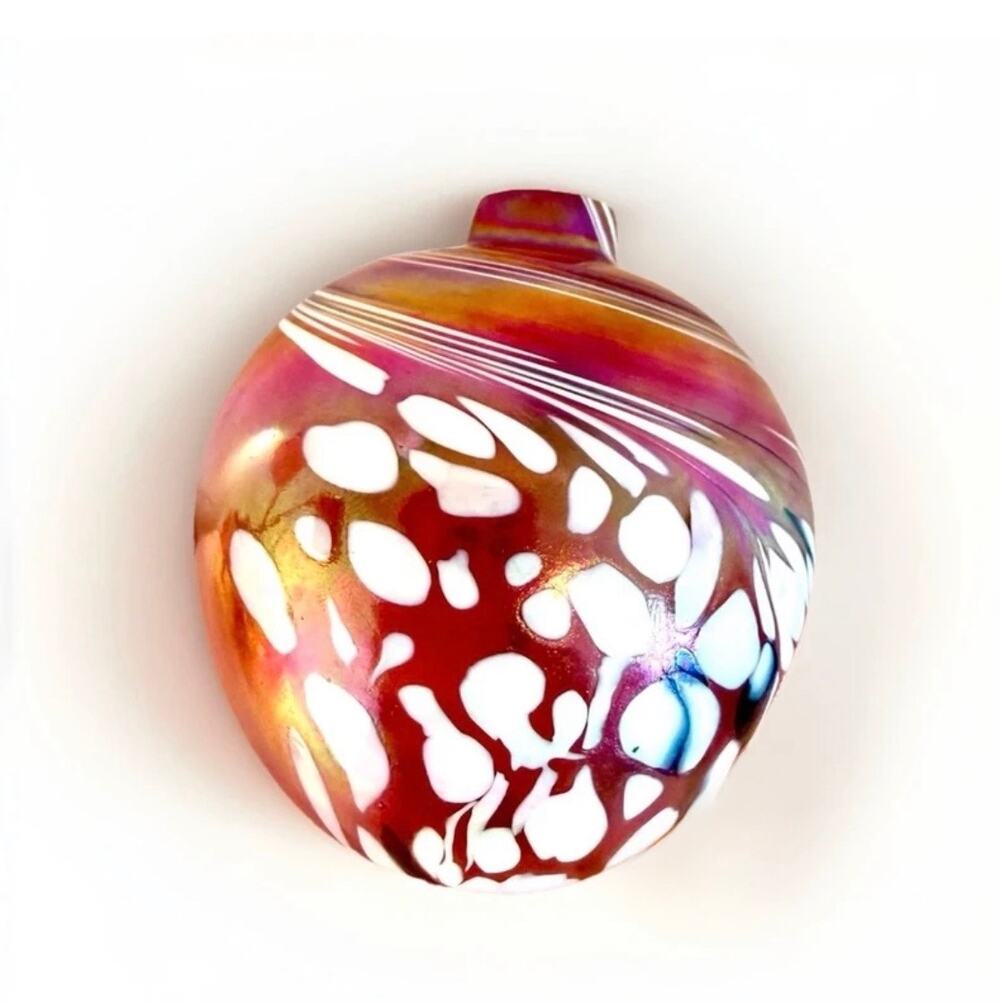 Signed Vintage 2003 Robert Eickholt Studio Art Glass Vase Iridescent Pink 3.25" - Picture 1 of 5